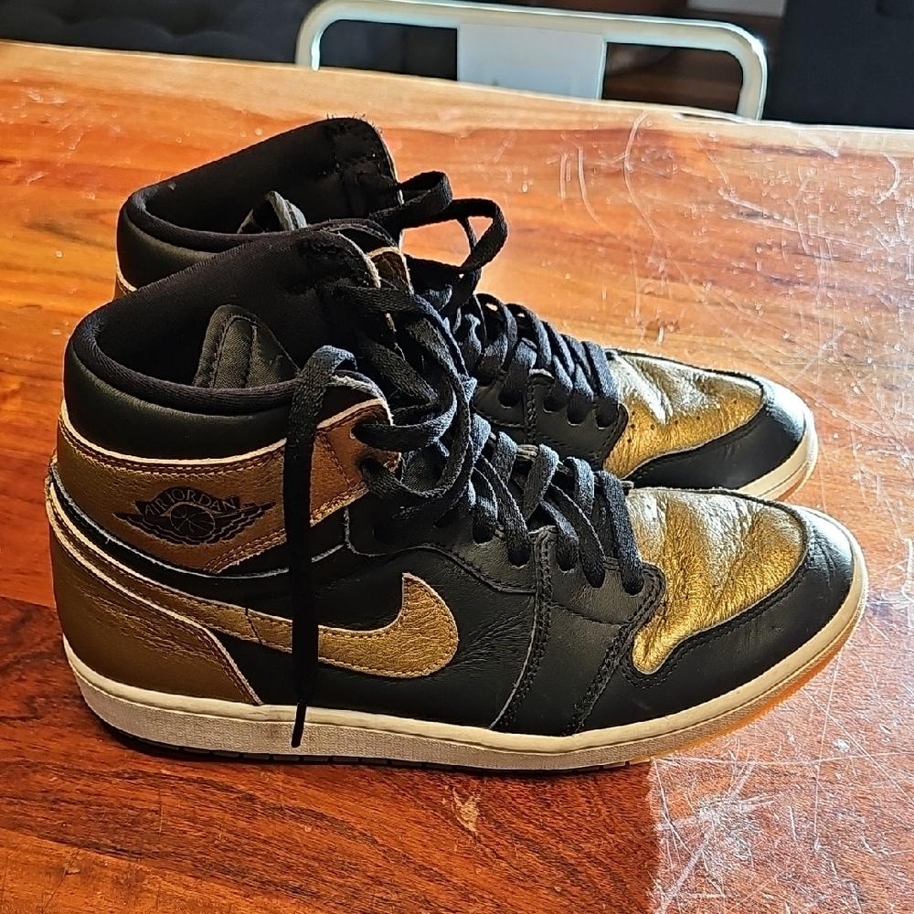 Black and Gold High-Top Sneakers